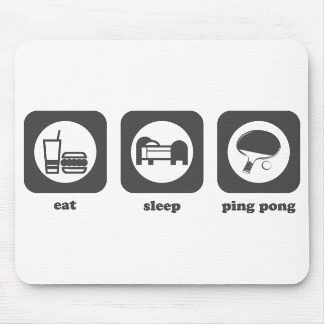 Äta. Sömn. Ping Pong. Mousepad Musmatta (Framsidan)