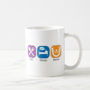 Äta sömn pryder med pärlor kaffemugg