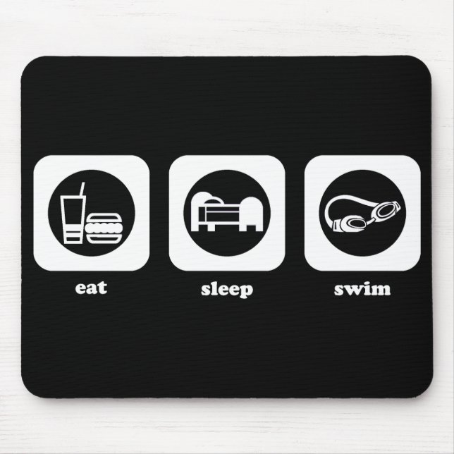Äta. Sömn. Simma. Mousepad Musmatta (Framsidan)
