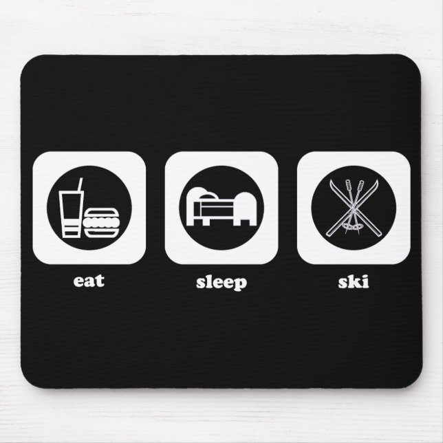 Äta. Sömn. Skida. Mousepad Musmatta (Framsidan)