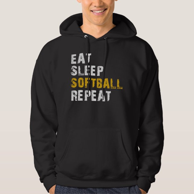 äta sömn Softball Hoodie (Framsida)