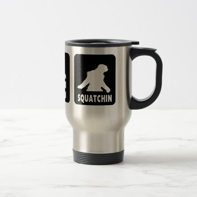 Äta sömn Squatch - rolig kaffetravel mug Resemugg (Höger)