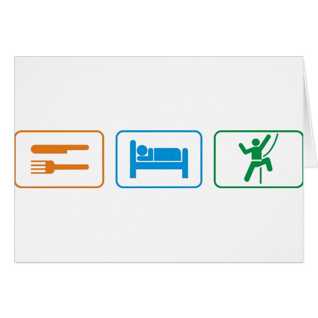 äta sömn - stenklättring hälsningskort (Framsidan Horizontal)