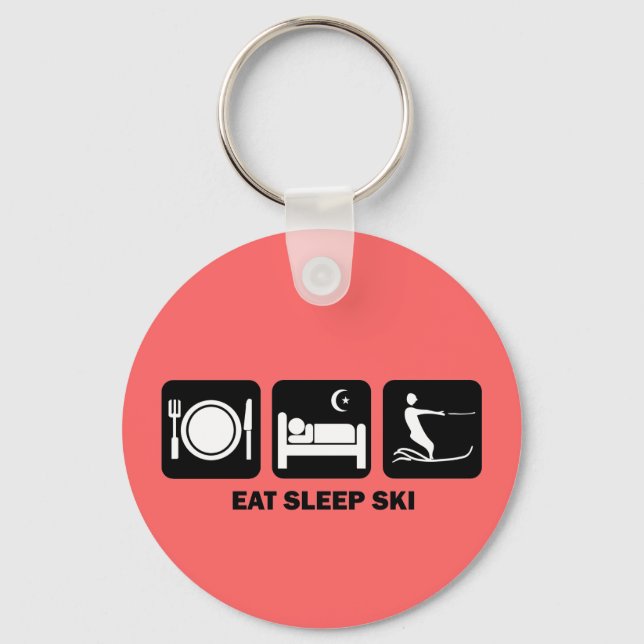 äta sömn vatten ski nyckelring (Framsida)