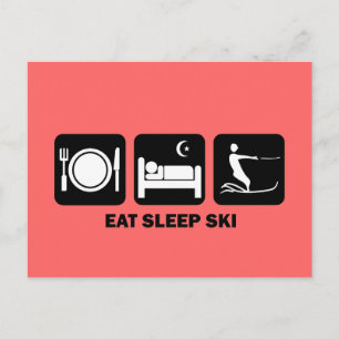 äta sömn vatten ski vykort