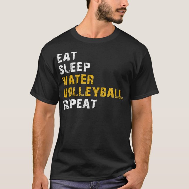äta sömn vatten volleyball t shirt (Framsida)