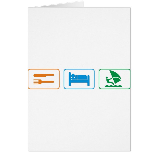 äta sömn vindsurfar hälsningskort (Framsidan)