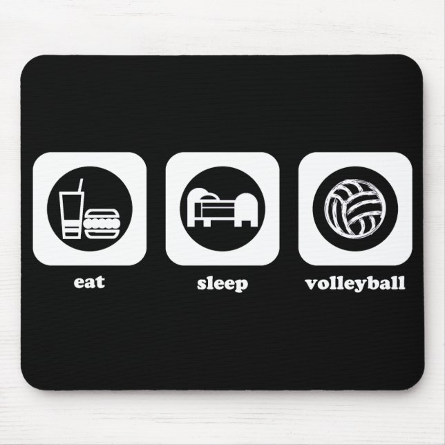 Äta. Sömn. Volleyboll. Mousepad Musmatta (Framsidan)