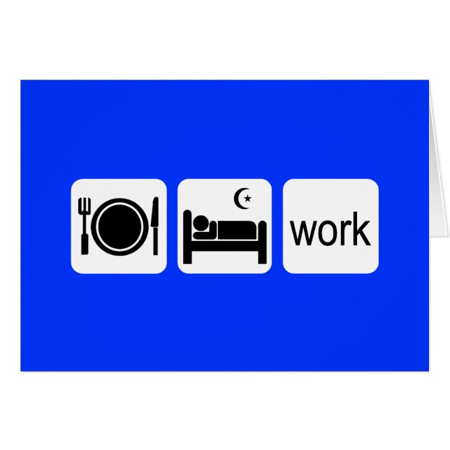 Äta sömnarbete hälsningskort (Framsidan Horizontal)