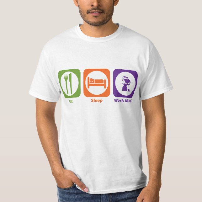 Äta sömnarbetsmetall t shirt (Framsida)