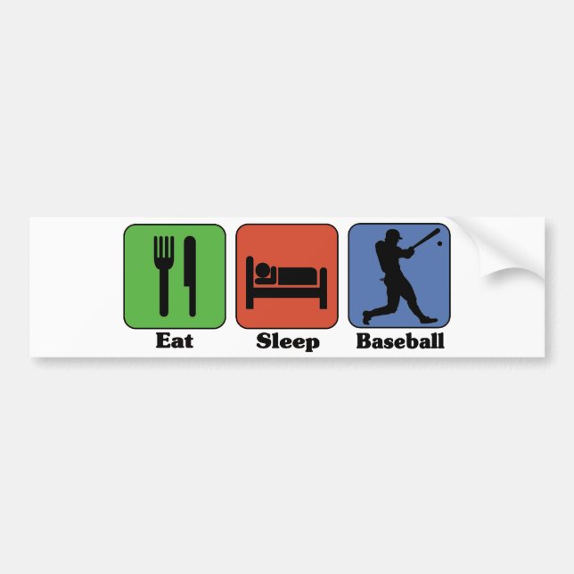 Äta sömnbaseballbildekalet bildekal (Framsidan)