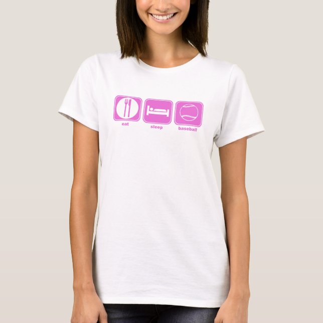 äta sömnbaseballrosor t-shirt (Framsida)