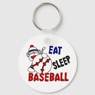 Äta sömnbaseballsock monkey nyckelring