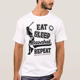 äta sömnbaseboll upprepa lustig baseballtröja t shirt