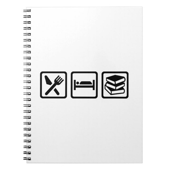 Äta sömnbokar anteckningsbok (Framsidan)