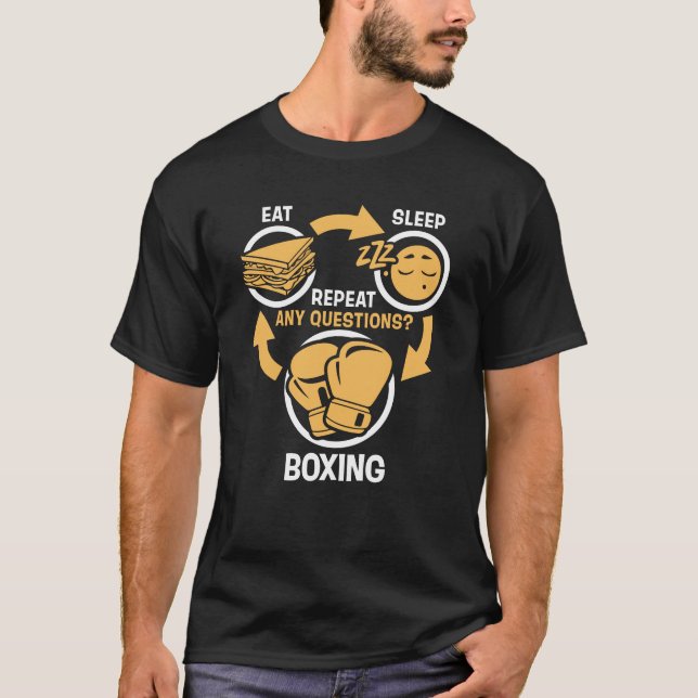 Äta sömnboxningrepetition - rolig boxning t shirt (Framsida)