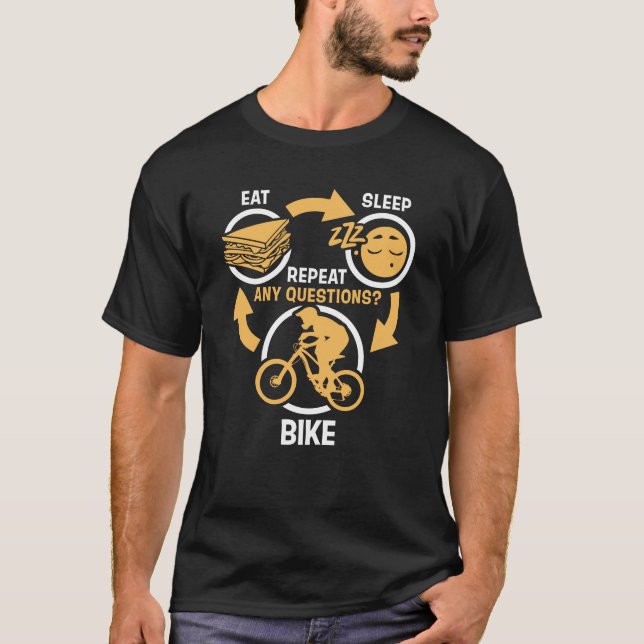 Äta sömncykelrepetition - roligt cykla t shirt (Framsida)