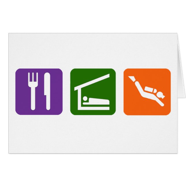 Äta sömndyka hälsningskort (Framsidan Horizontal)