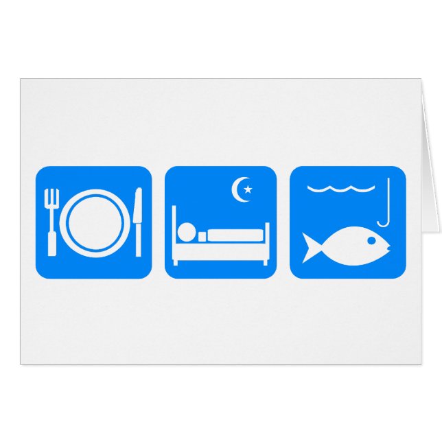 Äta sömnfiskblått hälsningskort (Framsidan Horizontal)