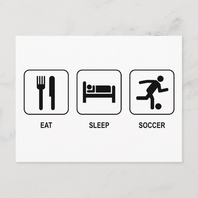Äta sömnfotboll vykort (Framsida)