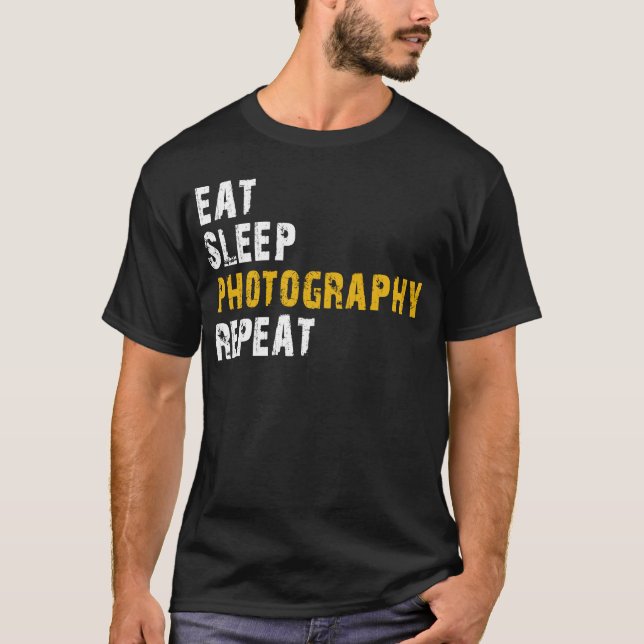 äta sömnfotografering upprepa t shirt (Framsida)