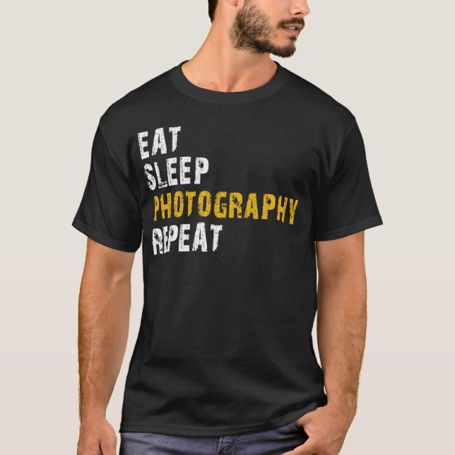 äta sömnfotografi t shirt (Framsida)
