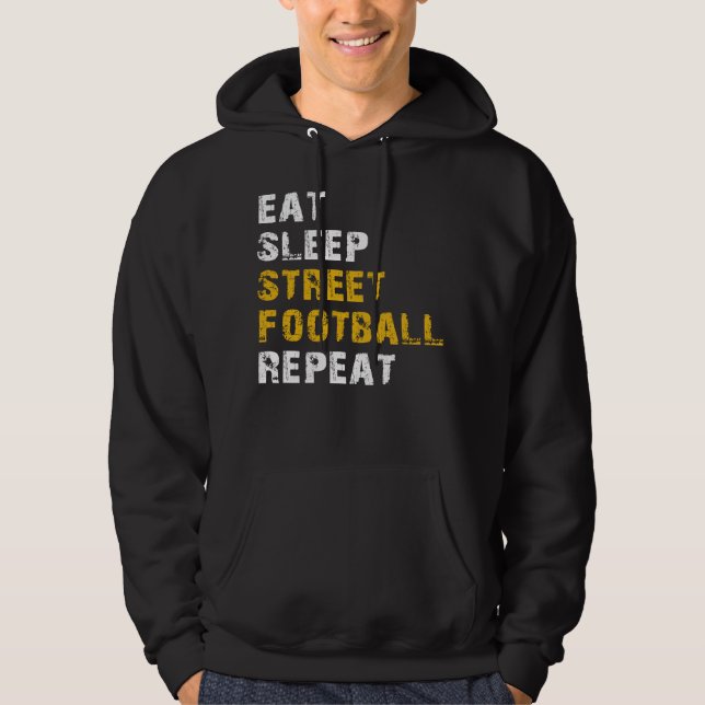 äta sömngatufotboll hoodie (Framsida)