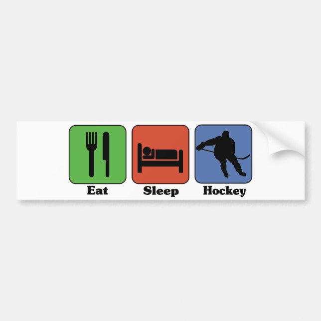 Äta sömnhockeybildekalet bildekal (Framsidan)
