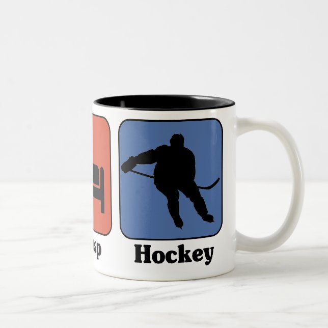 Äta sömnhockeymuggen Två-Tonad mugg (Höger)