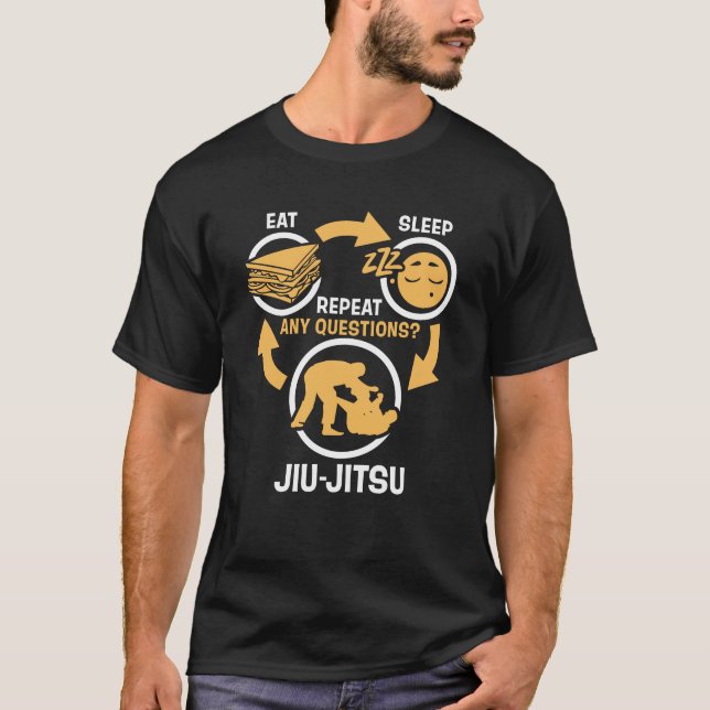 Äta sömnJiu-Jitsu repetition - rolig BJJ T Shirt (Framsida)