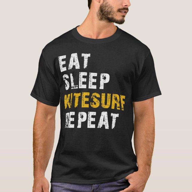 äta sömnkitesurf t shirt (Framsida)