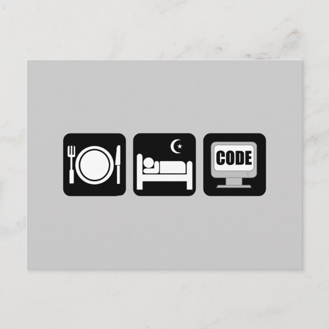 äta sömnkod vykort (Framsida)