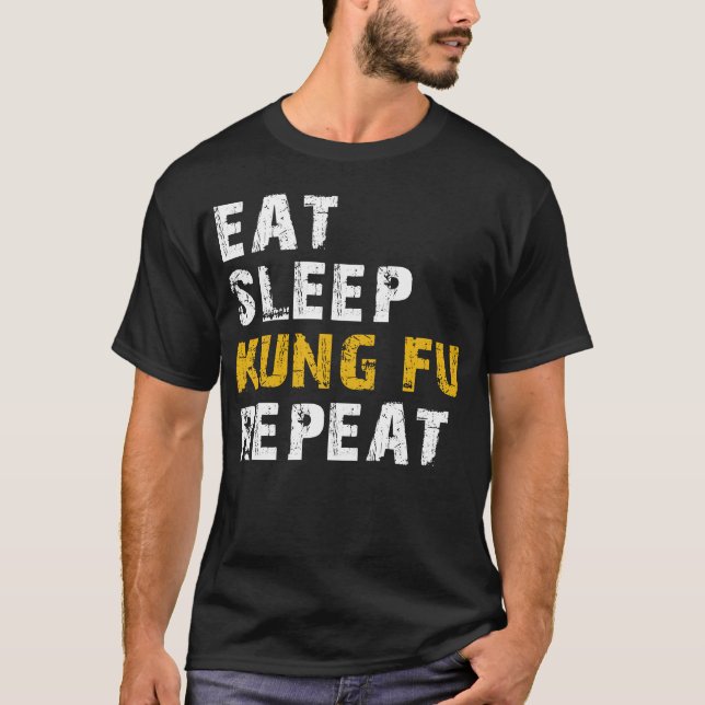 äta sömnkung fu t shirt (Framsida)