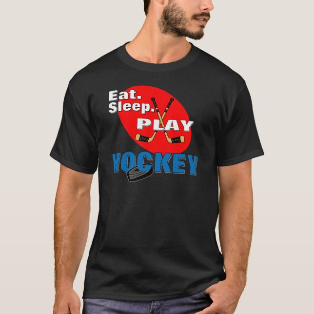 Äta sömnlekhockey tee shirt (Framsida)