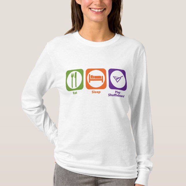 Äta sömnlekshuffleboarden tee shirt (Framsida)