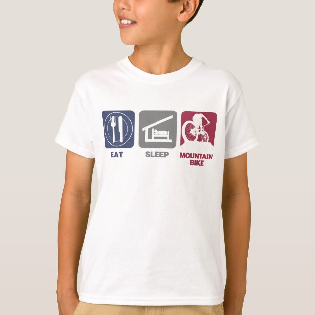 Äta sömnmountainbiket t shirt (Framsida)
