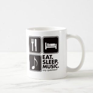 Äta sömnmusik - svart kaffemugg