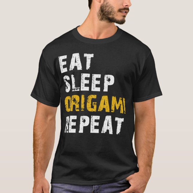 äta sömnorigami t shirt (Framsida)