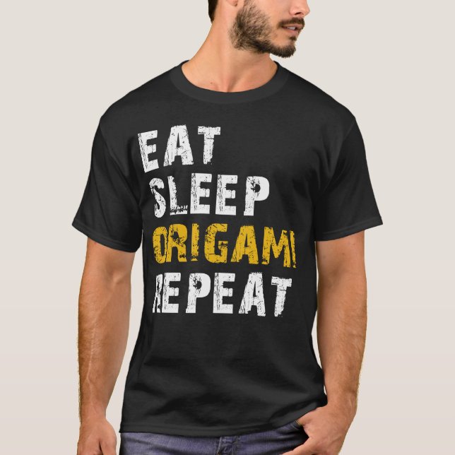 äta sömnorigami t shirt (Framsida)