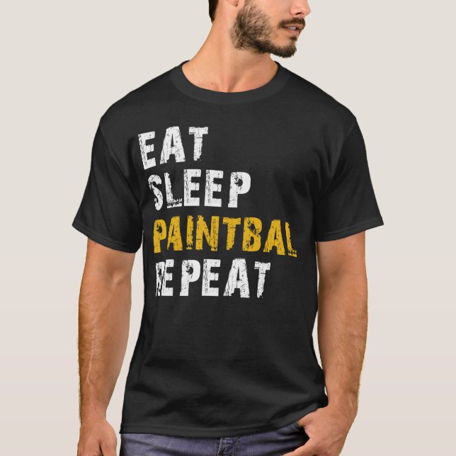 äta sömnpaintball t shirt (Framsida)