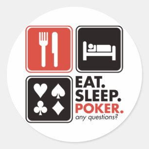 Äta sömnpoker runt klistermärke