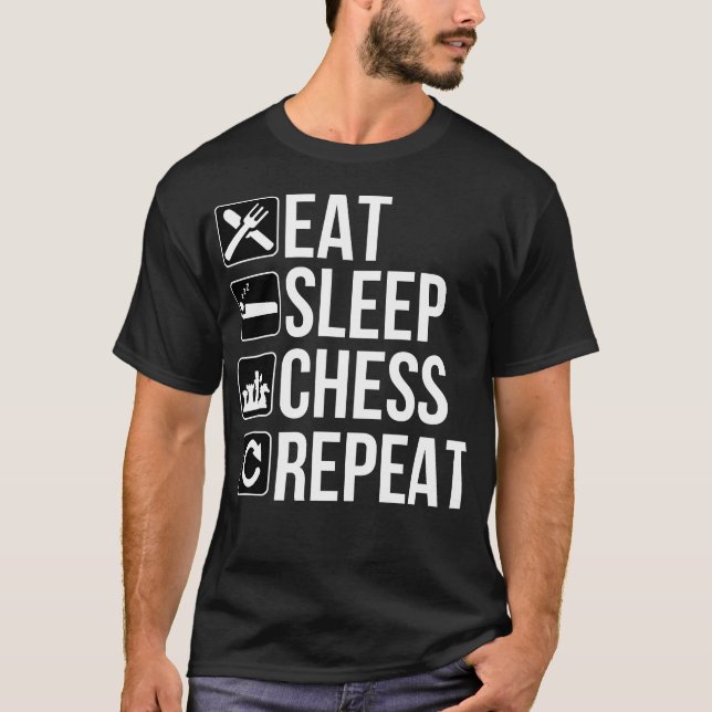 Äta sömnschackrepetition t shirt (Framsida)