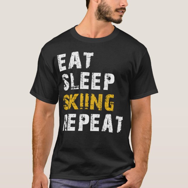 äta sömnskidåkning t shirt (Framsida)
