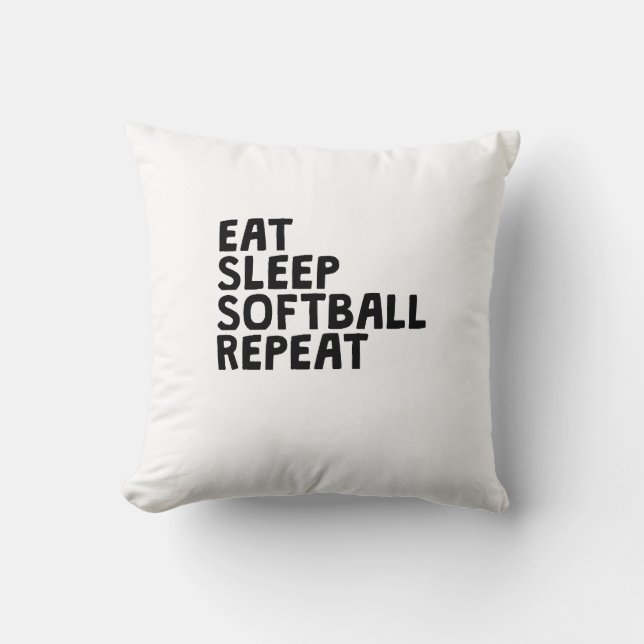 Äta sömnsoftballrepetition kudde (Framsida)