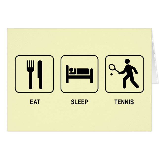 Äta sömntenniskortet hälsningskort (Framsidan Horizontal)