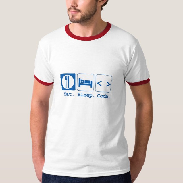 äta sov kod (html) t shirt (Framsida)
