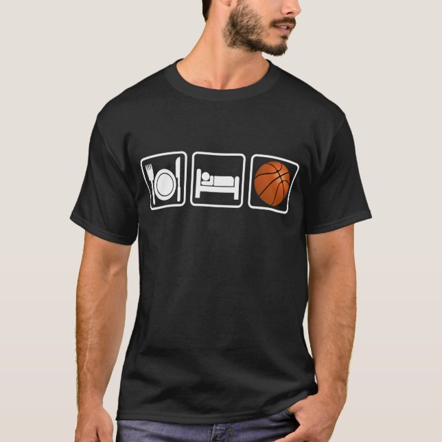 Äta, sova, basket t-shirt (Framsida)