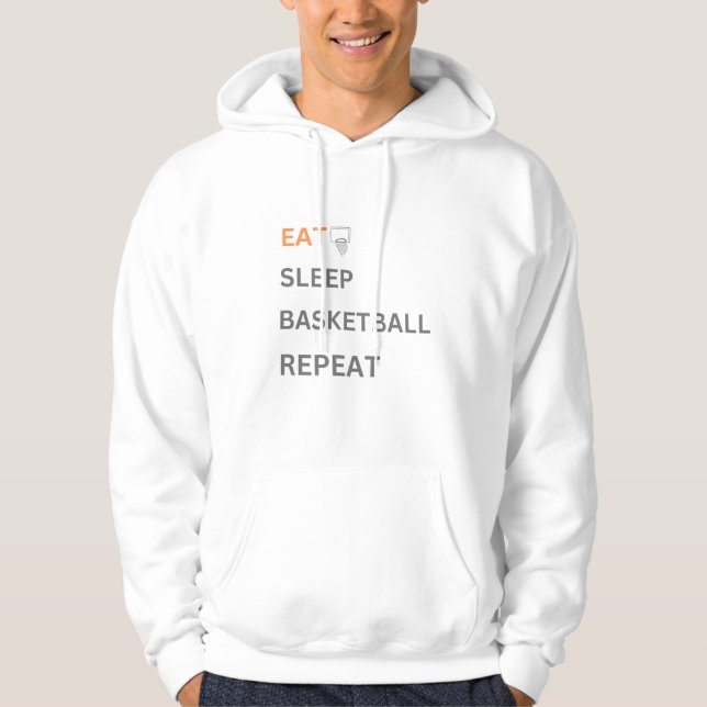 äta sova basketboll upprepa hoodie (Framsida)
