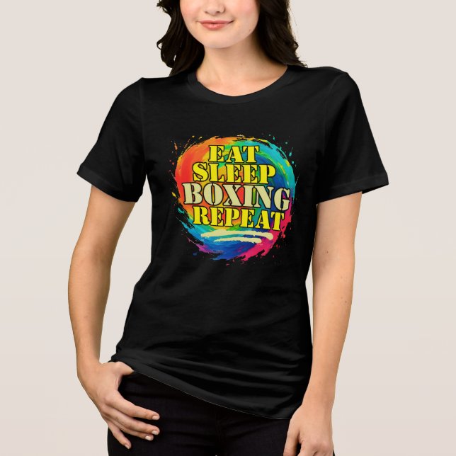 äta sova boxning upprepa t shirt (Framsida)