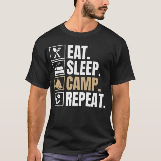 äta sova campa repetera flicka t shirt